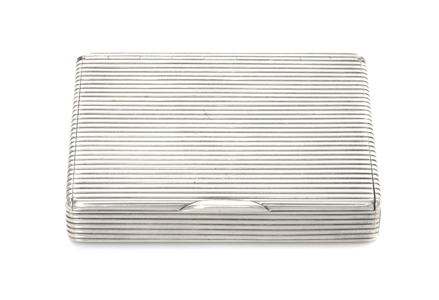 A Russian Silver Cigarette Case, Mark of Faberge with Imperial warrant, kokoshnik mark of Ivan Lebedkin, Moscow, scratched inventory nu