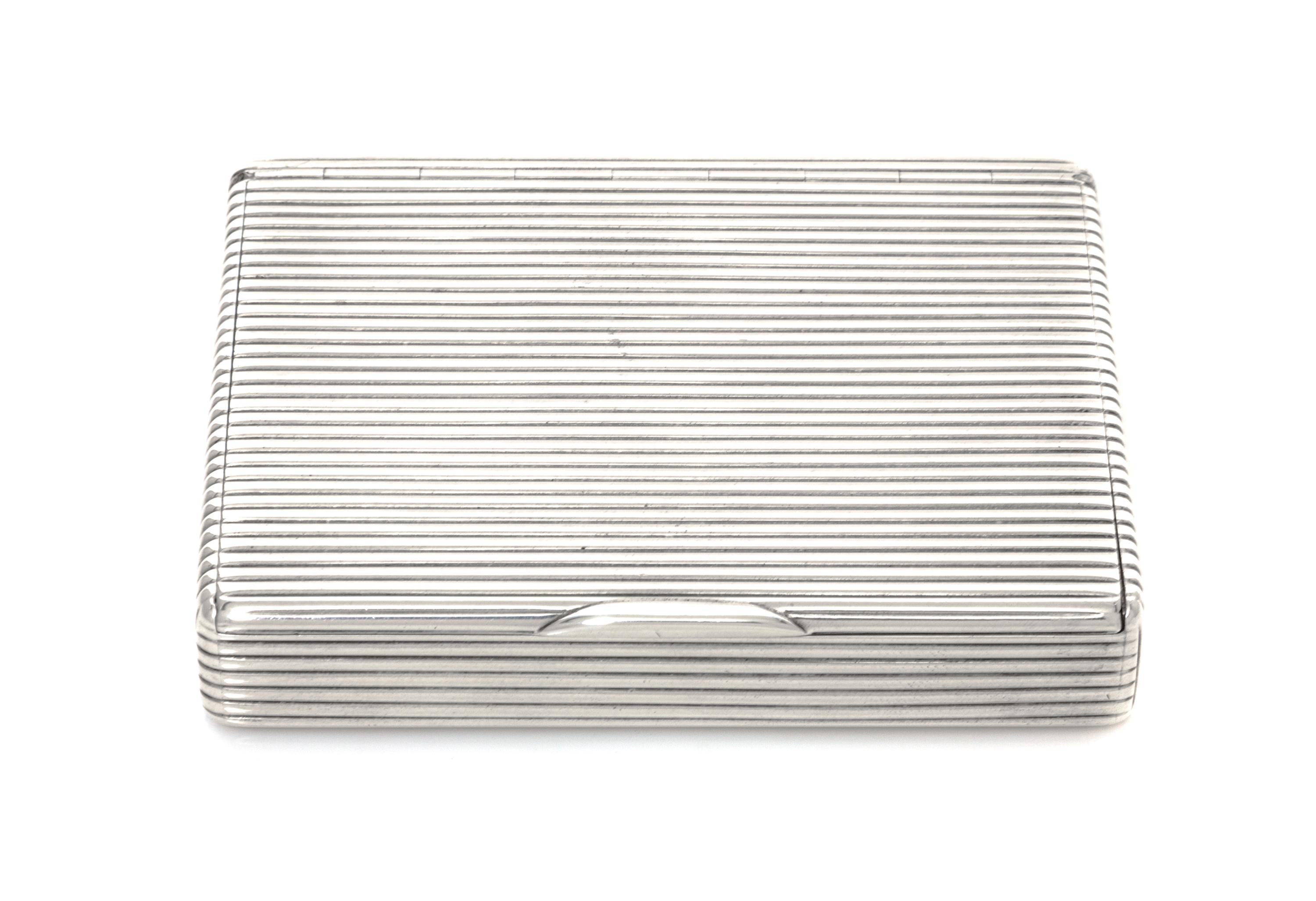 A Russian Silver Cigarette Case, Mark of Faberge with Imperial warrant, kokoshnik mark of Ivan Lebedkin, Moscow, scratched inventory nu