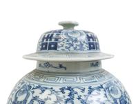 A Pair of Chinese Blue and White Porcelain Jars and Covers
