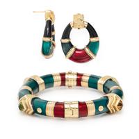 Enamel Earrings and Bangle Bracelet