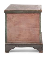 An Ohio Mennonite Red and Green Painted Stencil-Decorated Poplar Blanket Chest