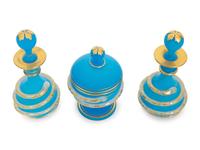 A French Opaline Glass Three-Piece Dresser Set