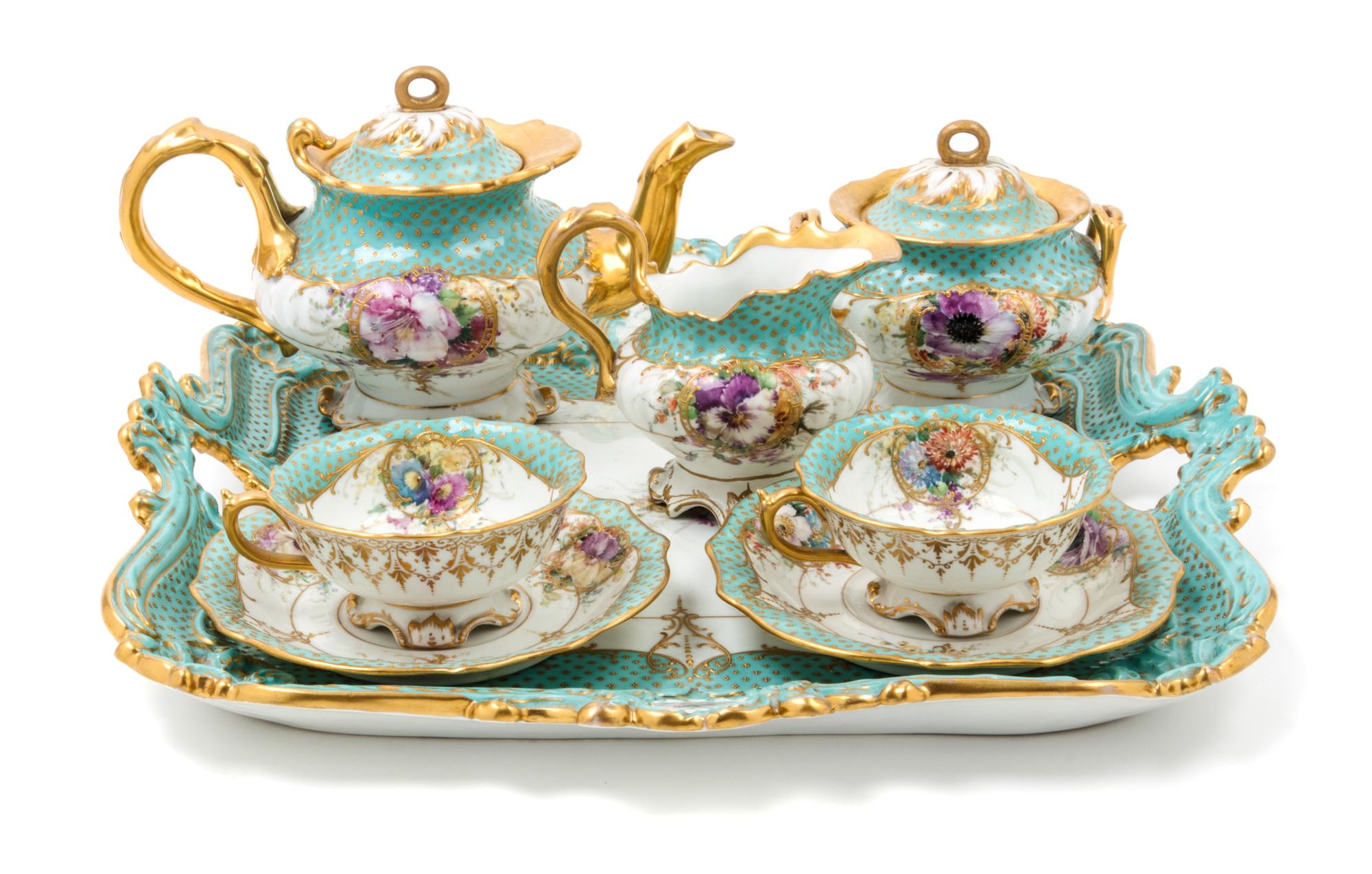 A Dresden Porcelain Tete-a-Tete Width of tray 15 1/4 inches. — AMBROSIUS LAMM, 19TH/20TH CENTURY