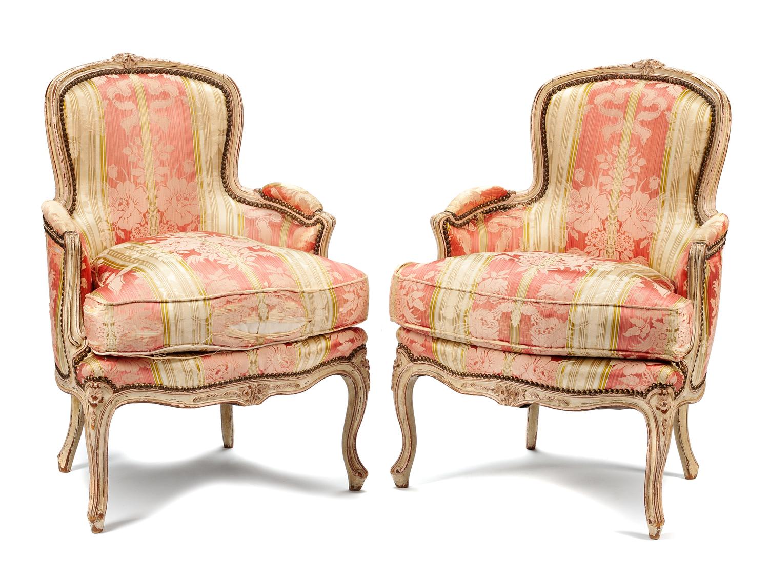 A Pair of Italian Painted Bergères