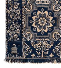 Two Jacquard Woven Cotton and Wool Coverlets