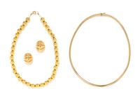 A Collection of 14 Karat Yellow Gold Jewelry, 41.90 dwts.