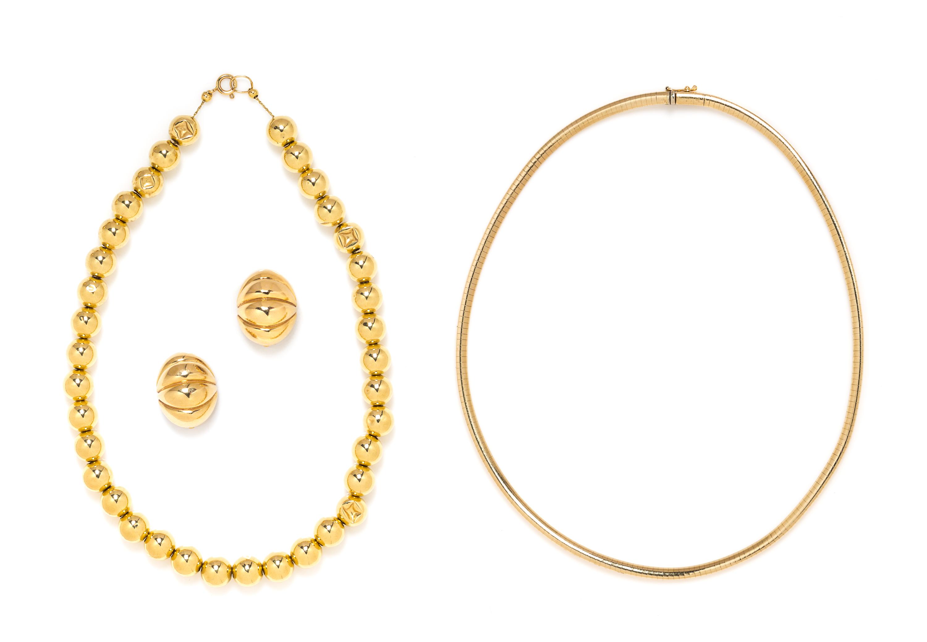 A Collection of 14 Karat Yellow Gold Jewelry, 41.90 dwts.