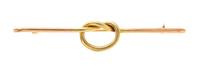 A Retro 14 Karat Rose and Yellow Gold Knot Bar Brooch, 6.60 dwts.