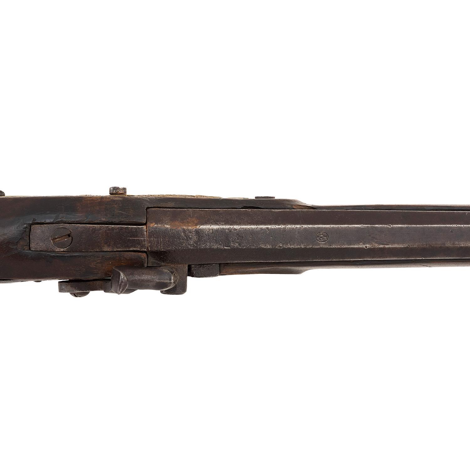 Percussion Altered Belgian Northwest Trade Gun Marked Barnett