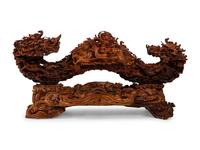 A Large Chinese Carved Rosewood or Mahogany Sculpture