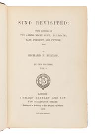 BURTON, Richard Francis, Sir (1821-1890). Scinde; Or, the Unhappy Valley . London: Richard Bentley, 1851.