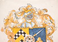 An Italian Glazed Terracotta Olive Jar with Painted Armorial