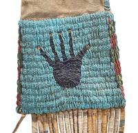 Northern Sioux Beaded Hide Tobacco Bag, with Hand Imagery