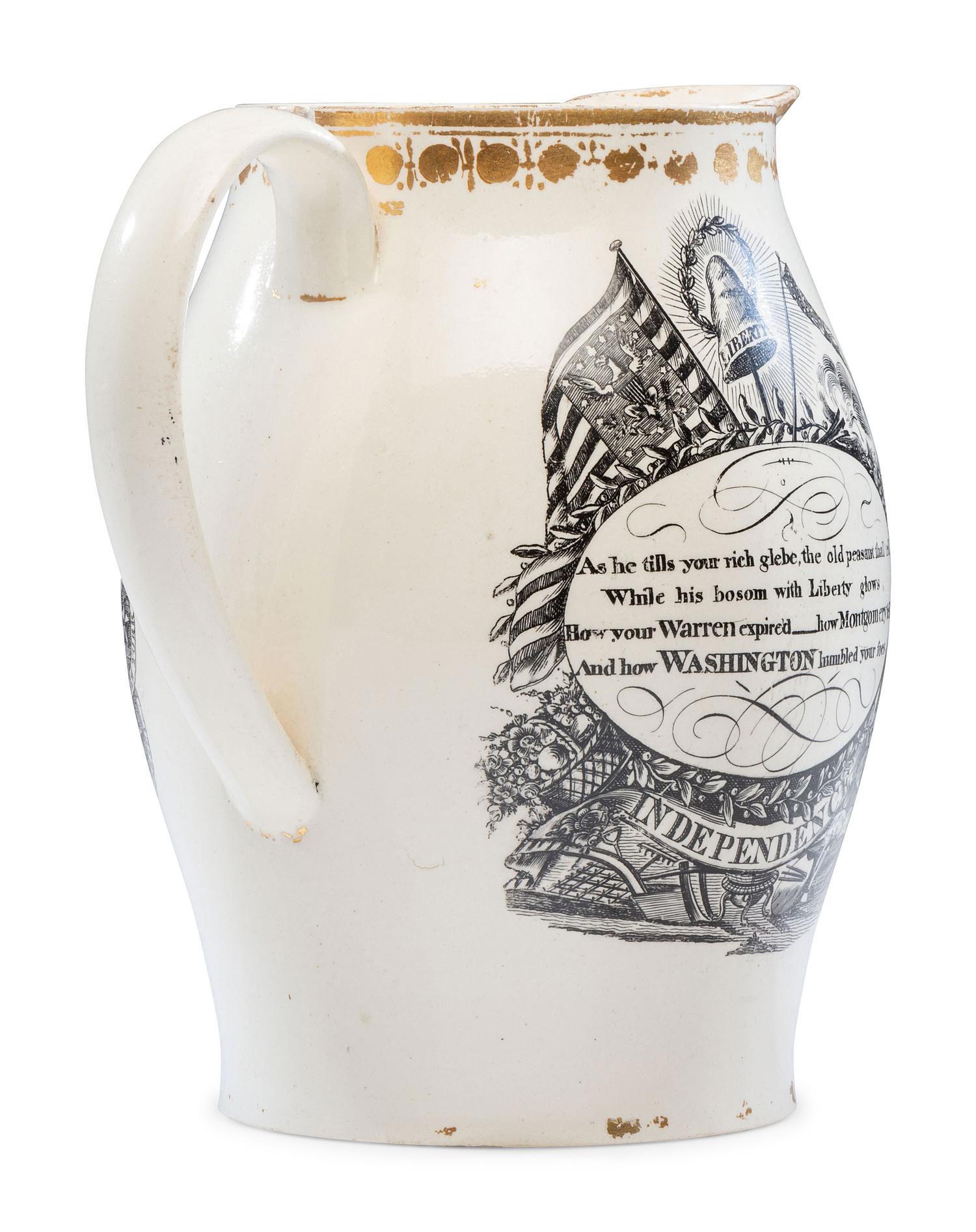 A Liverpool Transfer-Printed Creamware 'George Washington / Liberty and Independence' Pitcher