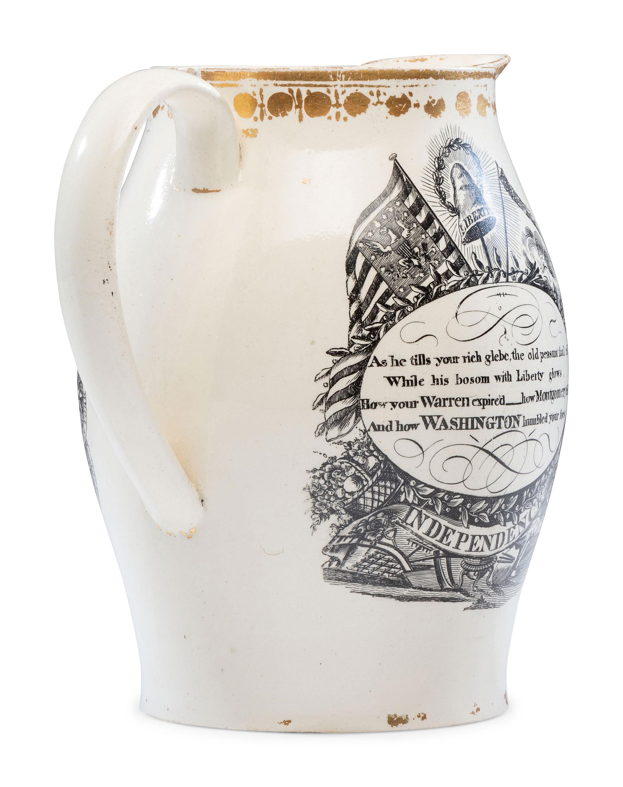 A Liverpool Transfer-Printed Creamware 'George Washington / Liberty and Independence' Pitcher