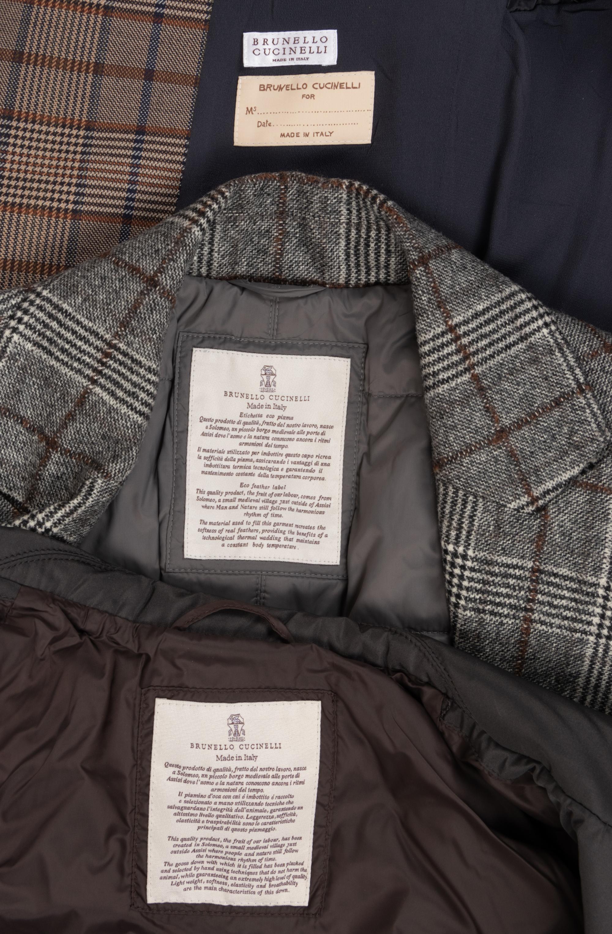Three Brunello Cucinelli Pieces: One Puff Vest and Two Jackets