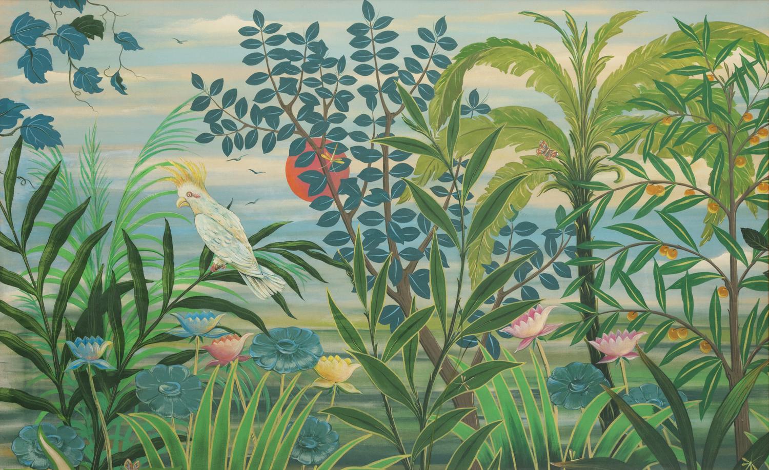 Tropical Landscape with Cockatoo