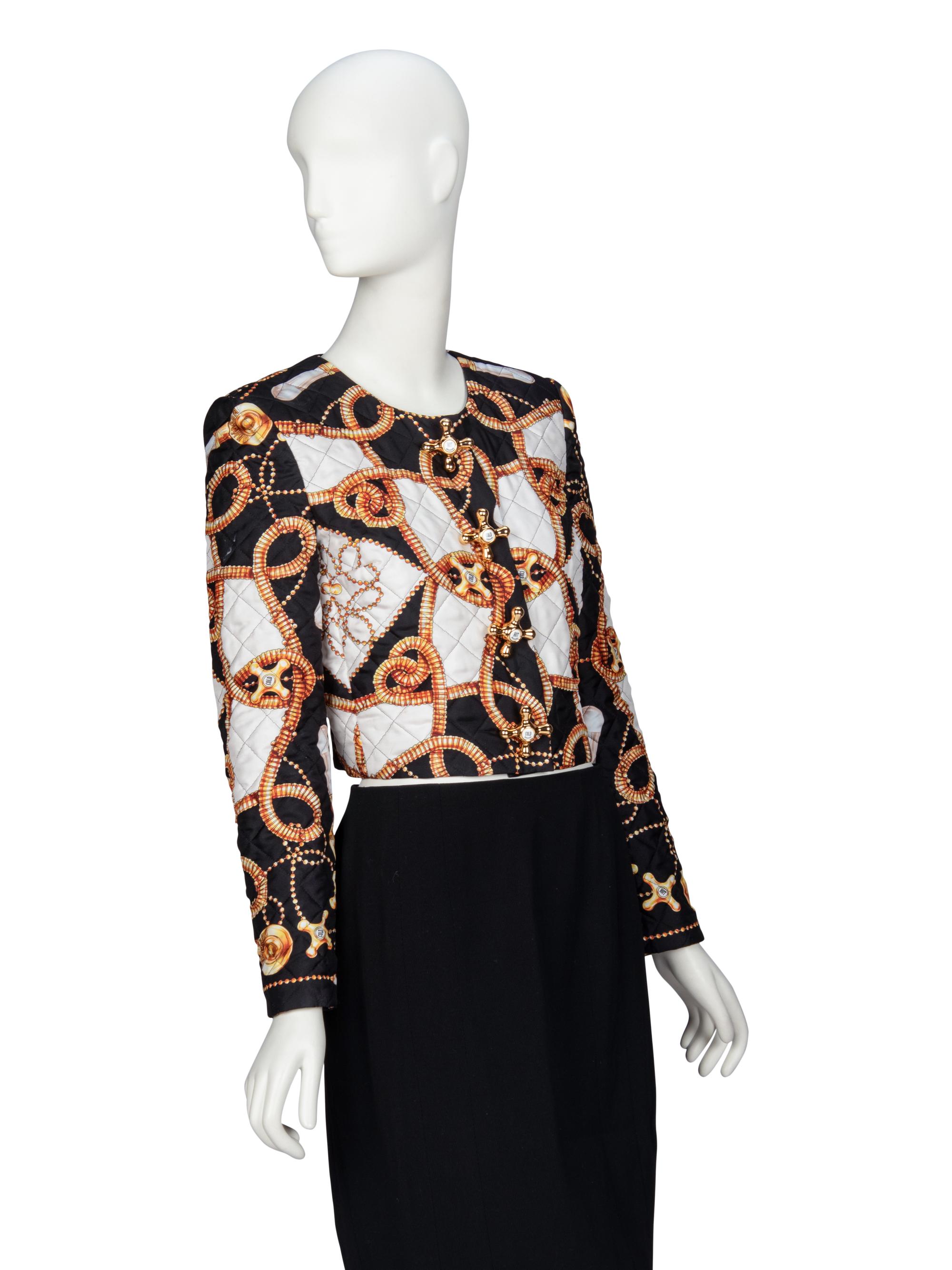 MOSCHINO, QUILTED & PRINTED SILK JACKET