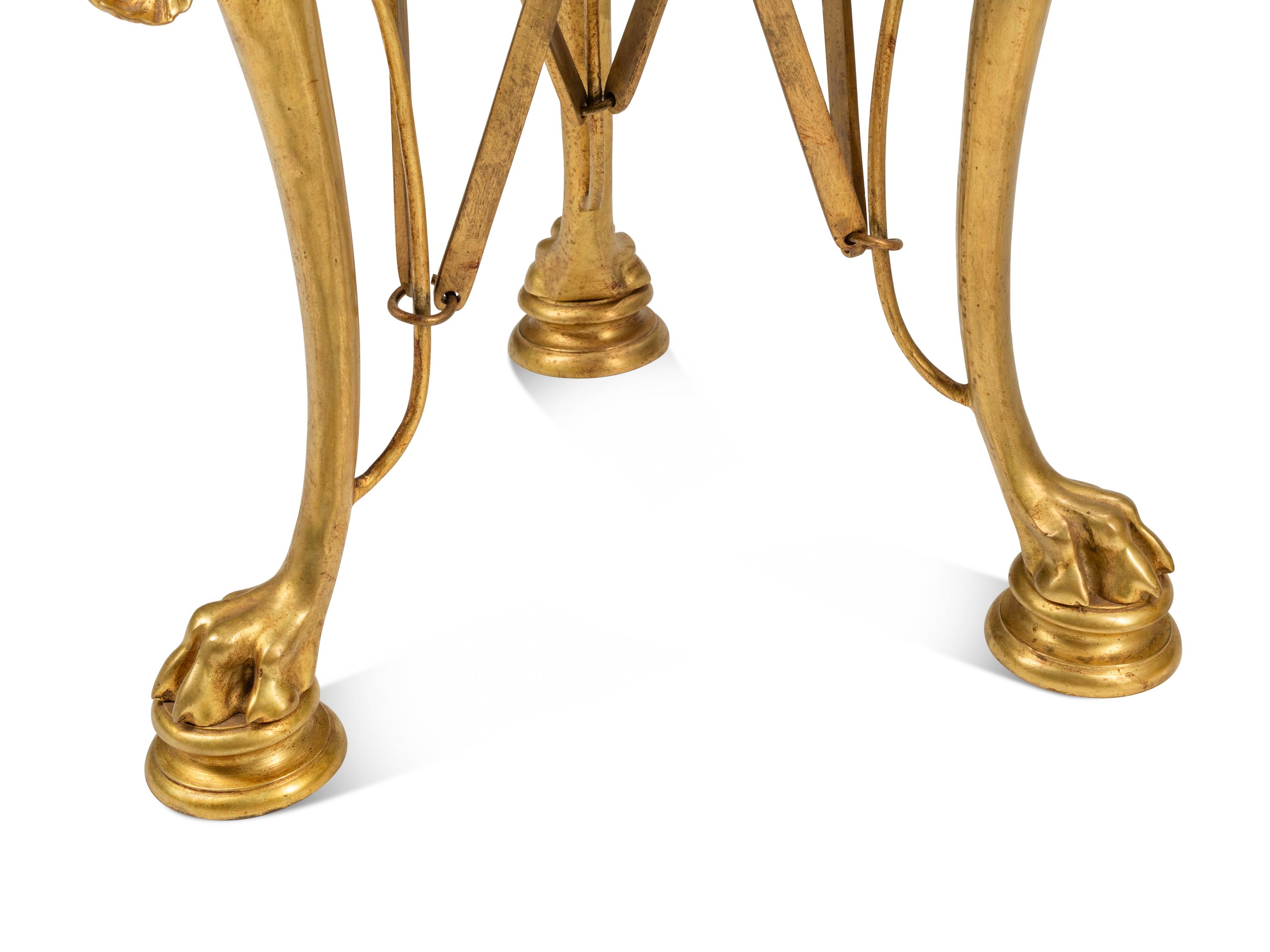 A Pair of Continental Neoclassical Gilt Bronze and Marble Stands