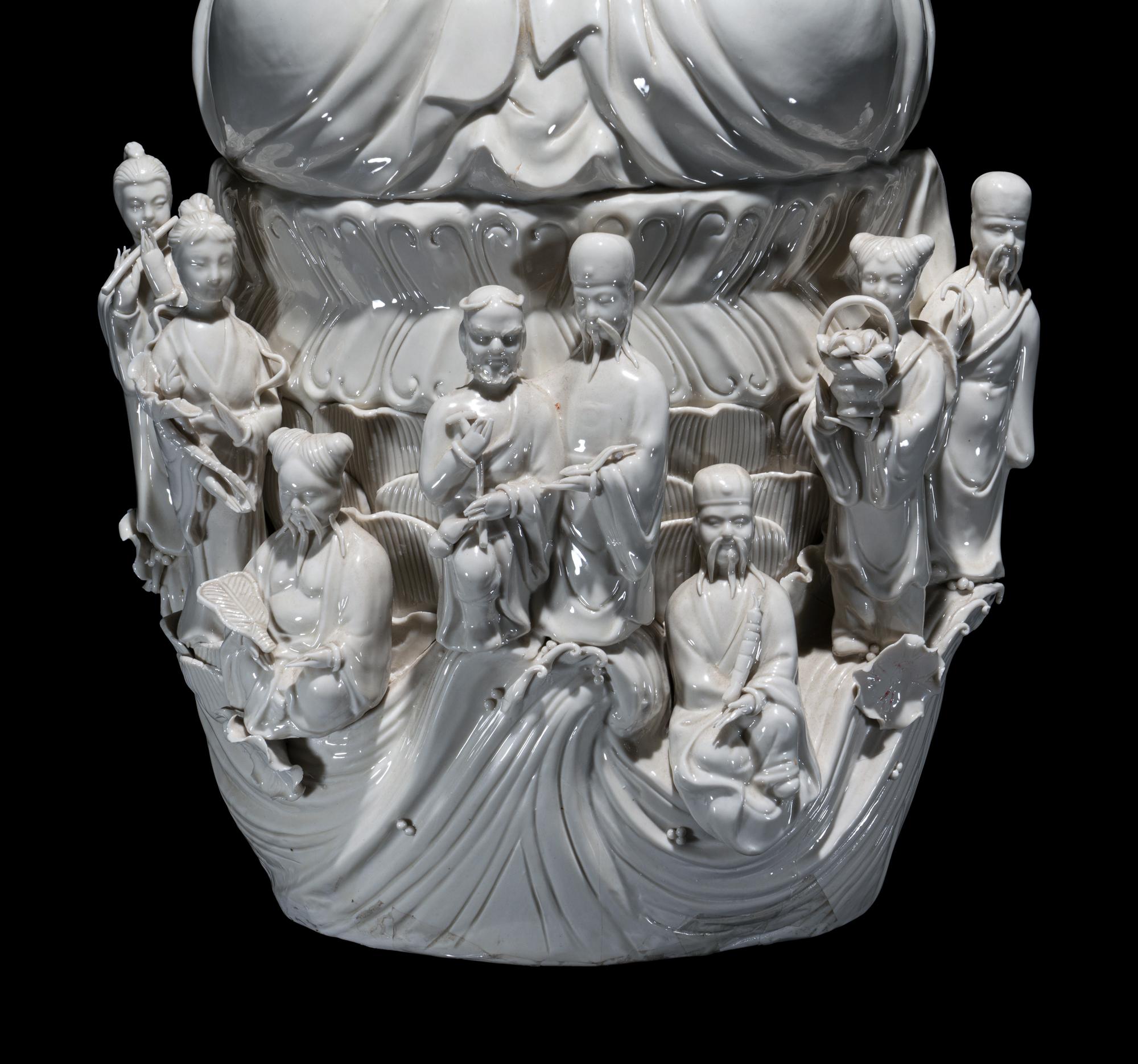 A Chinese Blanc-de-Chine Porcelain Figure of Guanyin