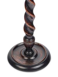 A Pair of Brass-Mounted Oak Barley Twist Candlesticks