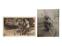 [EARLY PHOTOGRAPHY] -- [TRANSPORTATION]. A group of 3 photographs of Indian "motocycles."