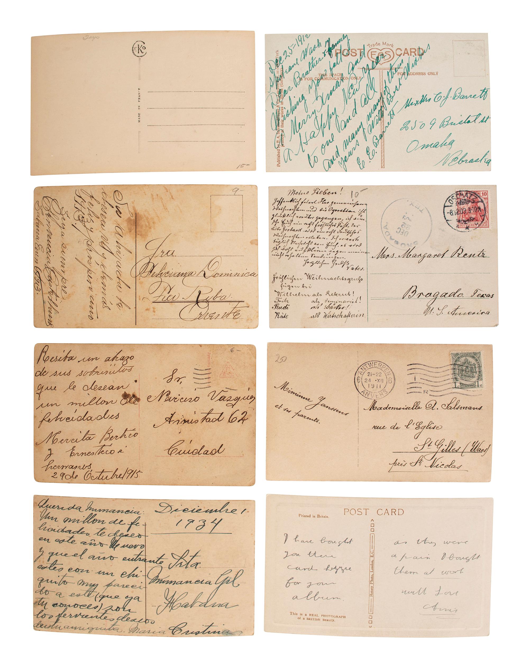 [EARLY PHOTOGRAPHY]. A group of 59 real photo postcards, featuring artfully posed images of women, famous subjects, and genre scenes celebrating romance and the holiday season.
