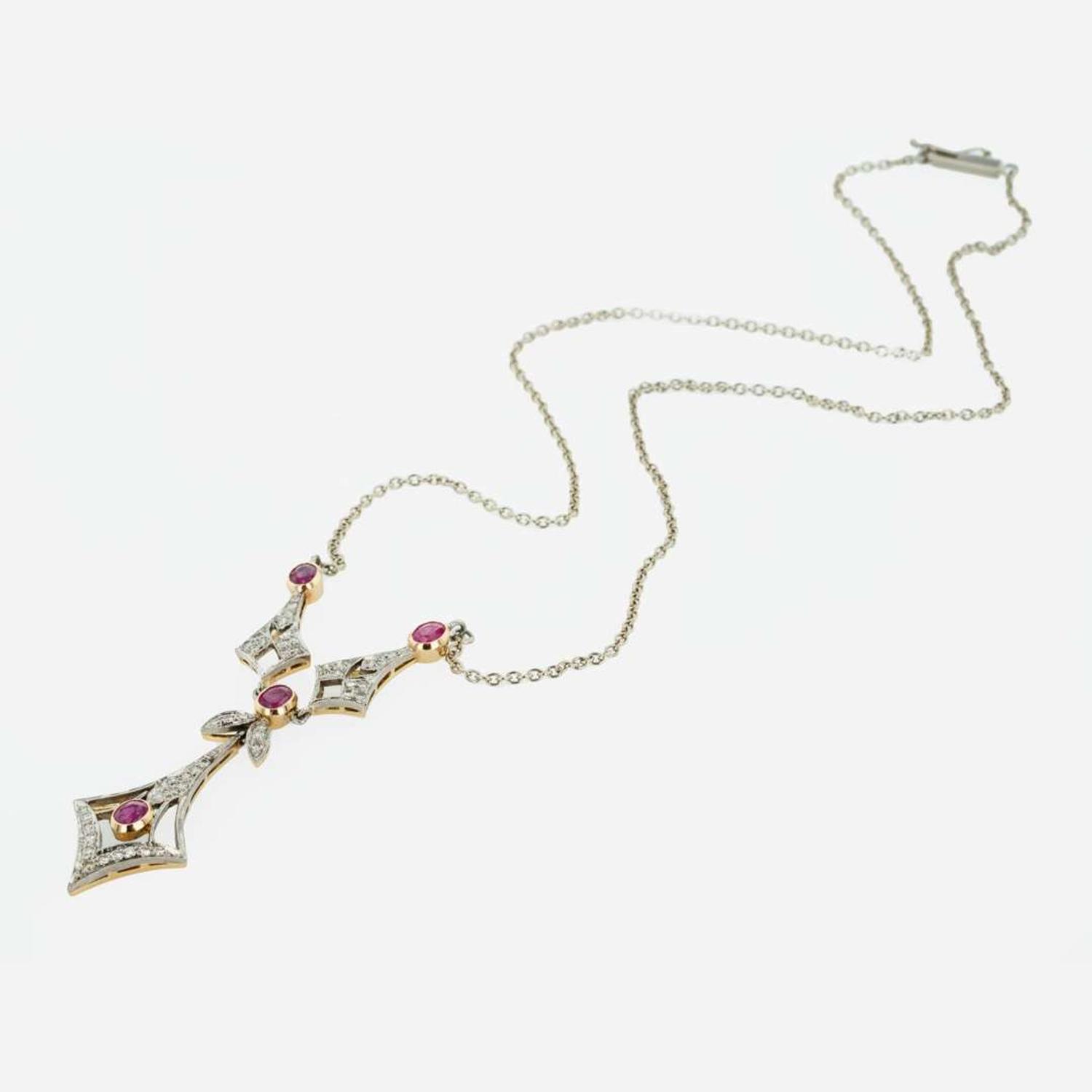 A Ruby, Diamond, and 18K Gold Necklace