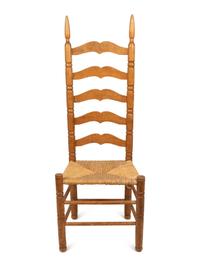 Two Pennsylvania Maple Ladderback Rush-Seat Side Chairs