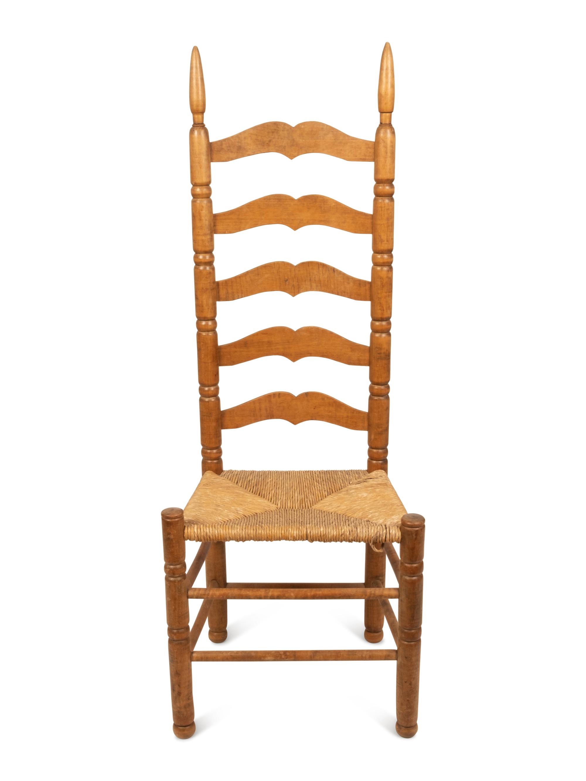 Two Pennsylvania Maple Ladderback Rush-Seat Side Chairs