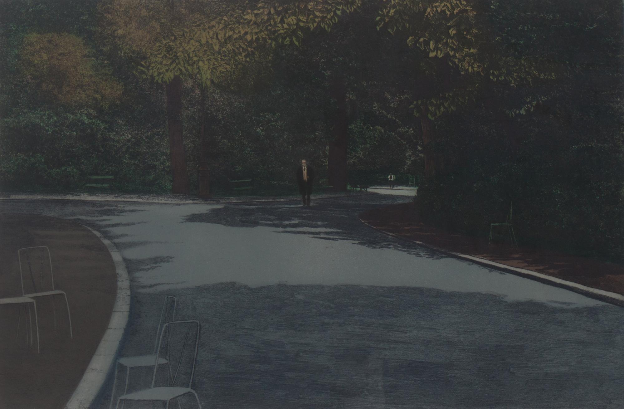 Harold Altman, (American, 1924-2003), Walking Man, Luxembourg, together with another (two works)