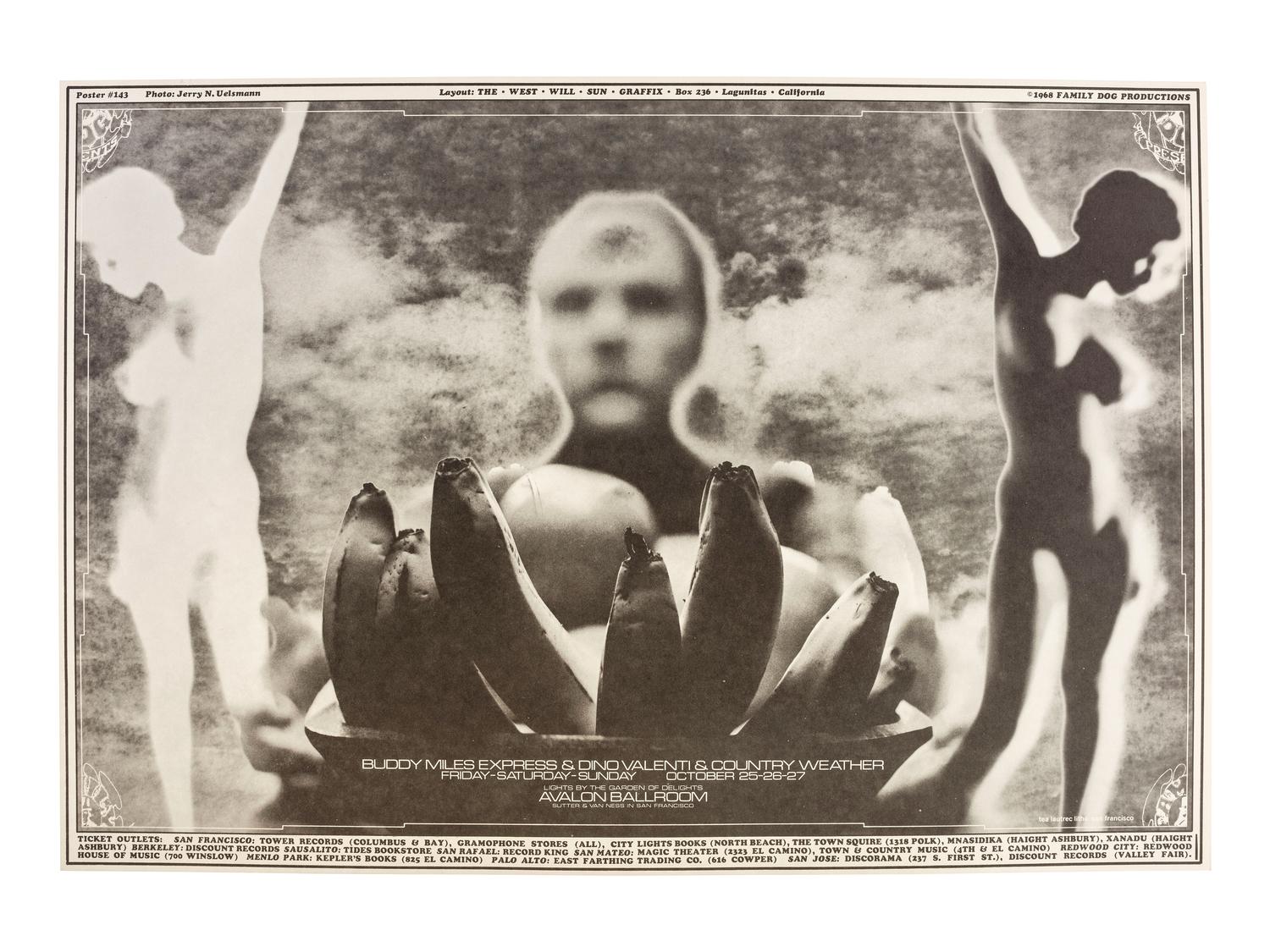 [MUSIC] -- [POSTERS]. CALL, Dean, WILSON, Wes, KNIGHT, Robert, UELSMANN, Robert, WAINWRIGHT, Jerry, SAN ANDREAS FAULT, artists. A group of 8 Family Dog posters for 1968 shows, comprising: