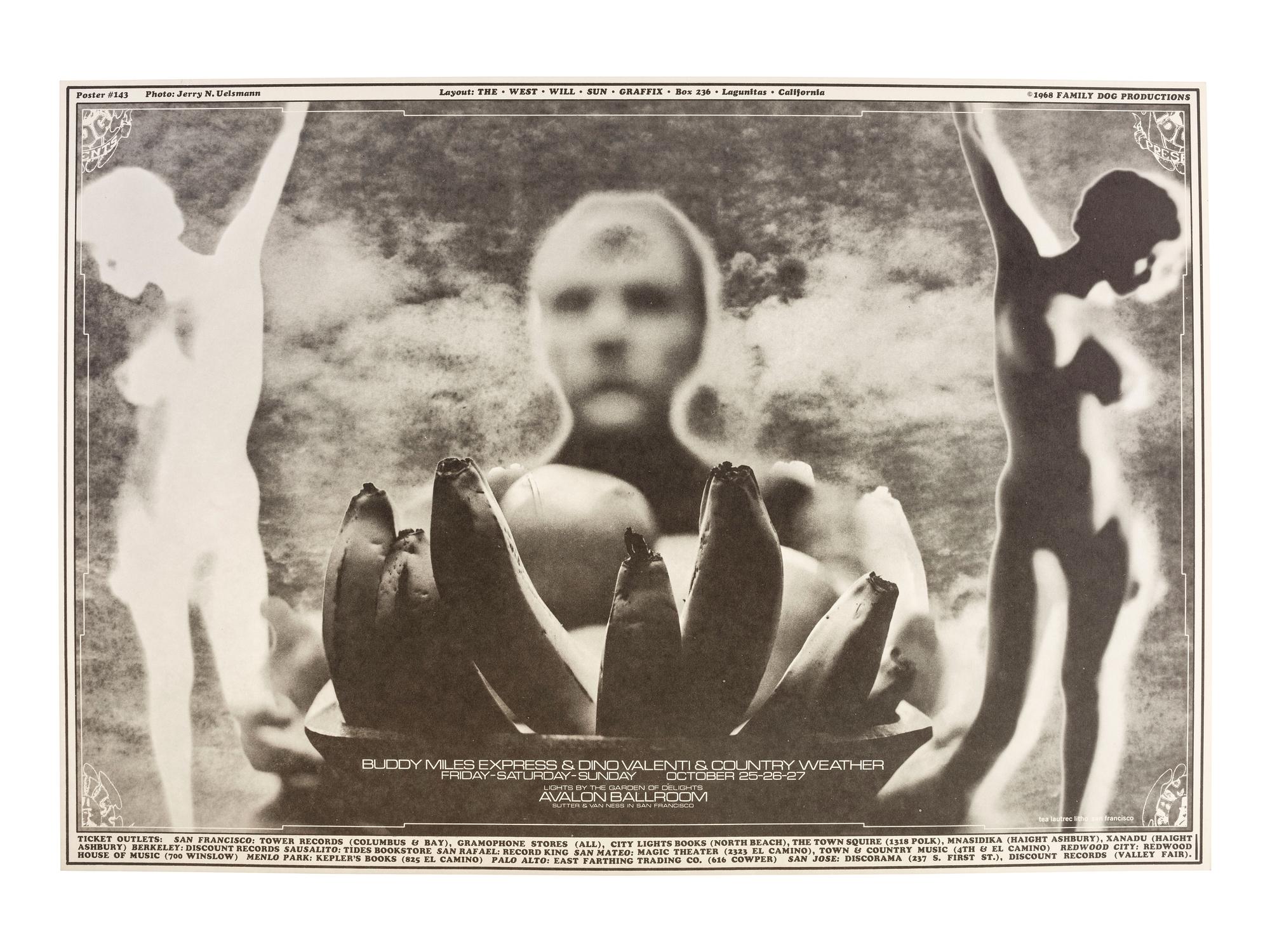 [MUSIC] -- [POSTERS]. CALL, Dean, WILSON, Wes, KNIGHT, Robert, UELSMANN, Robert, WAINWRIGHT, Jerry, SAN ANDREAS FAULT, artists. A group of 8 Family Dog posters for 1968 shows, comprising: