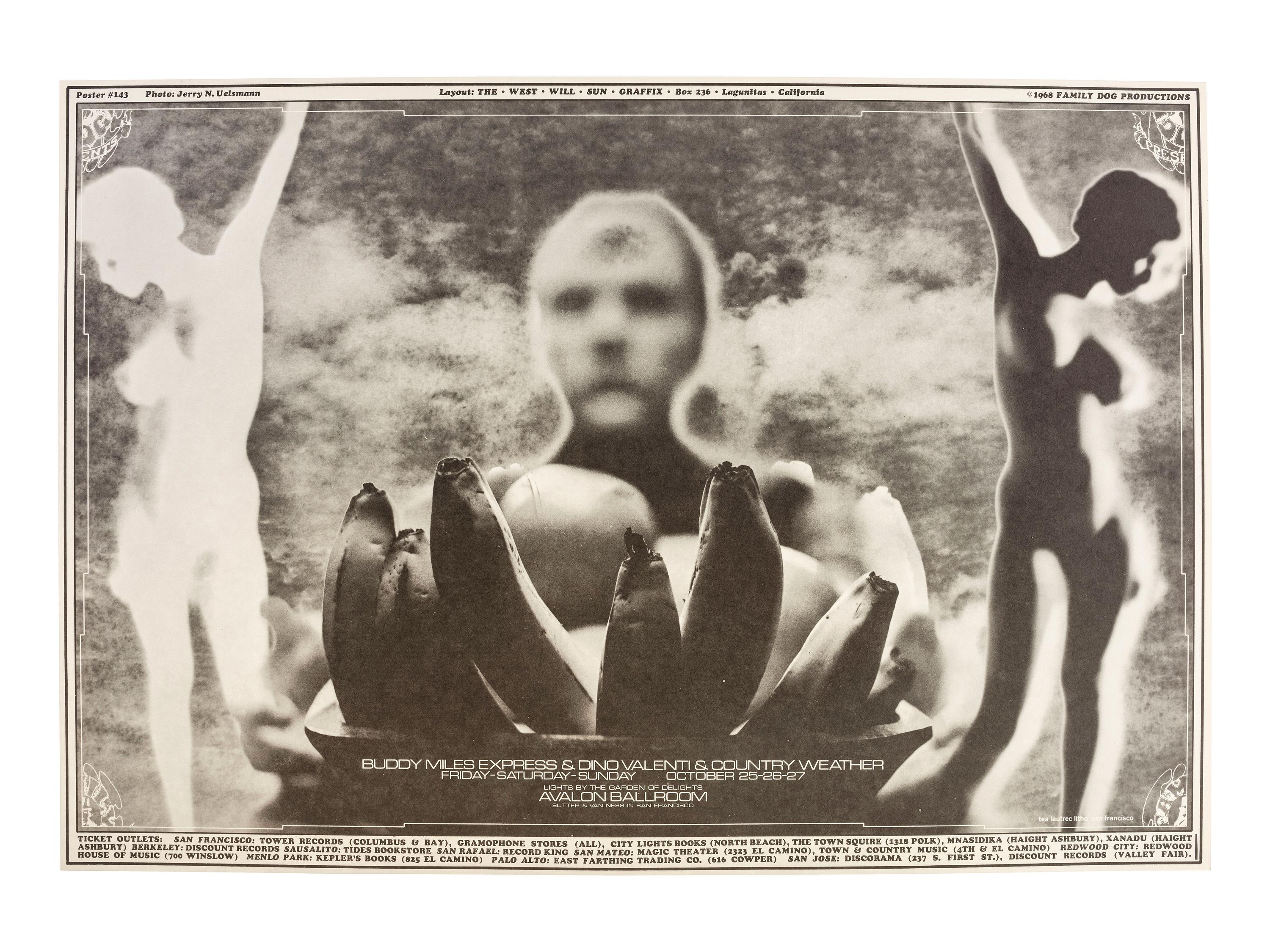 [MUSIC] -- [POSTERS]. CALL, Dean, WILSON, Wes, KNIGHT, Robert, UELSMANN, Robert, WAINWRIGHT, Jerry, SAN ANDREAS FAULT, artists. A group of 8 Family Dog posters for 1968 shows, comprising: