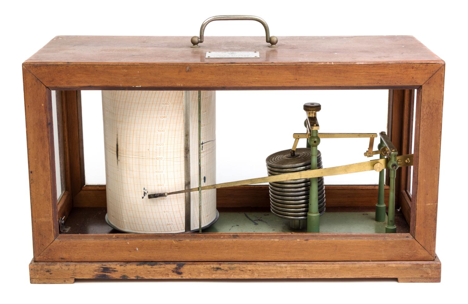 A French Wood and Glass Cased Barograph
