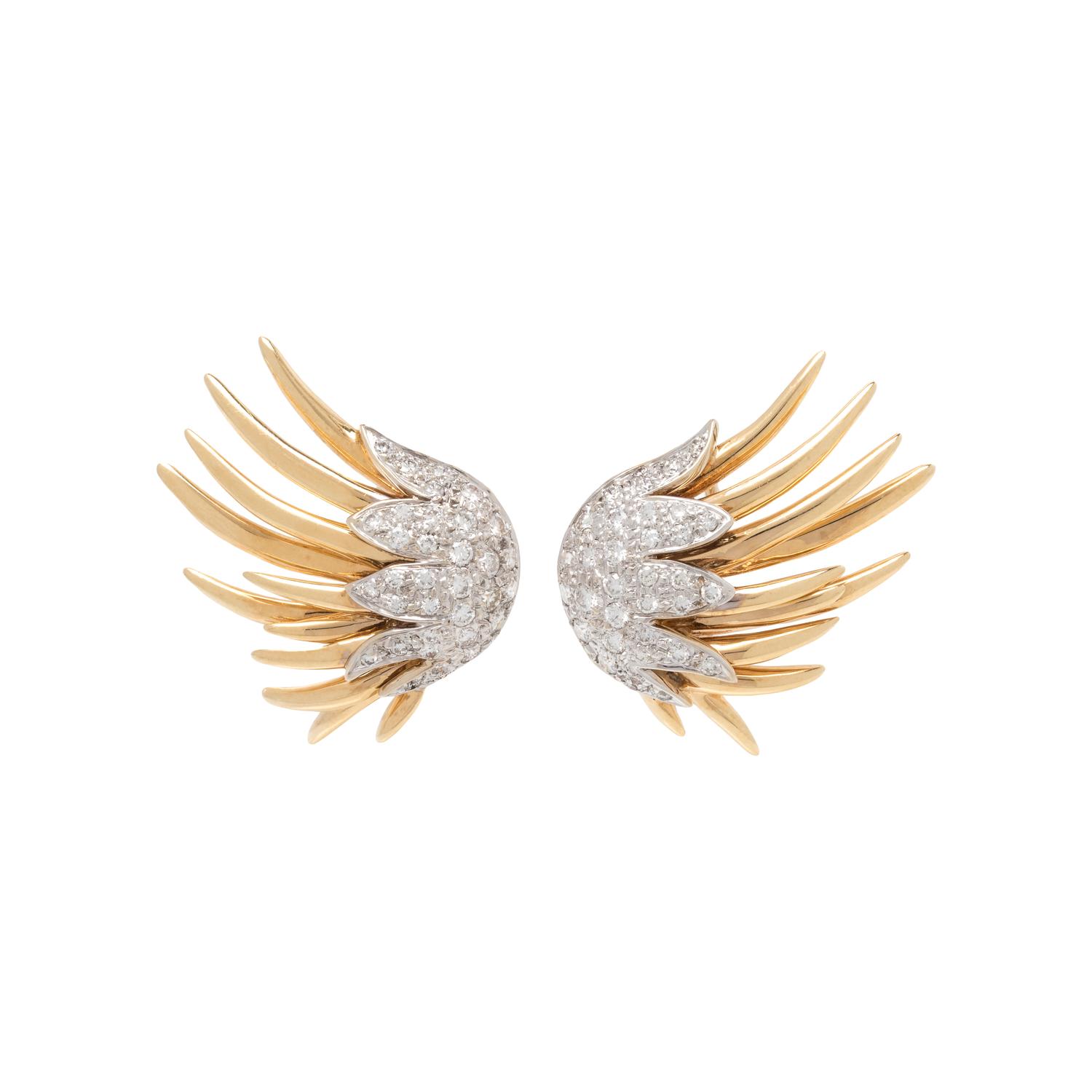 BICOLOR GOLD AND DIAMOND EARCLIPS