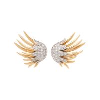 BICOLOR GOLD AND DIAMOND EARCLIPS