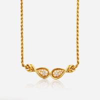 A Vintage Mauboussin Paris 18K Yellow Gold and Diamond Necklace