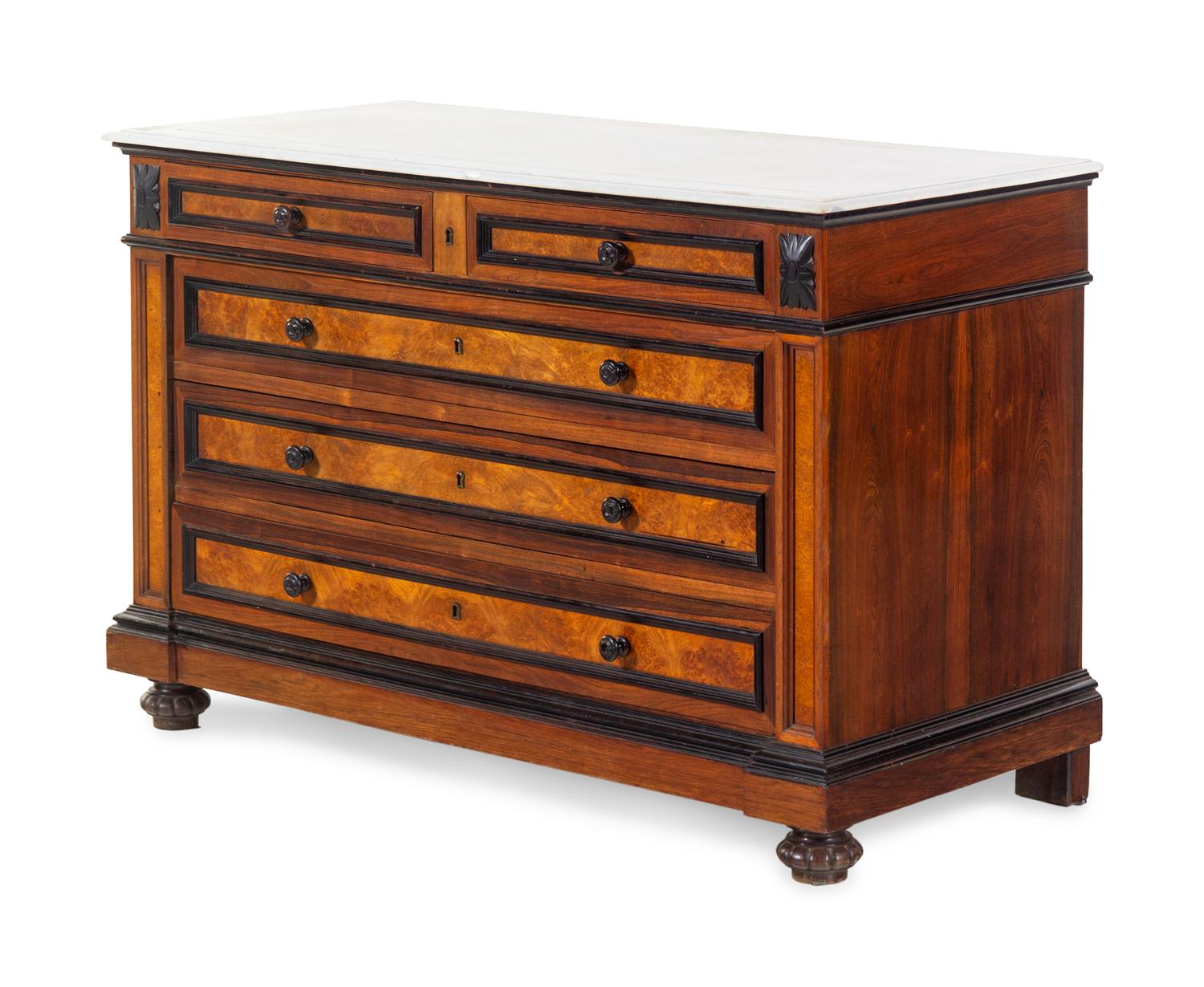 A French Parcel Ebonized Rosewood Bedroom Suite