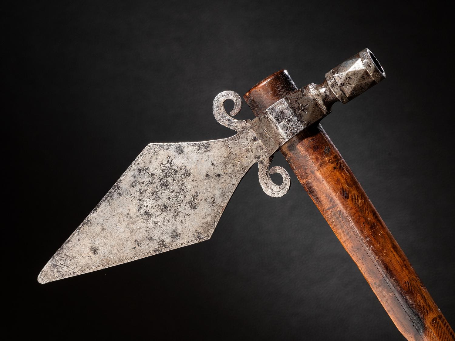 Engraved Spontoon Pipe Tomahawk, Attributed to Chief Hole in the Day