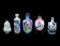 Five Chinese Porcelain Snuff Bottles