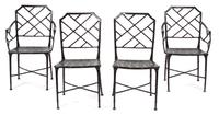 A Painted Aluminum Faux-Bamboo Breakfast Table and Four Chairs Height 29 1/2 x width 35 x depth 25 inches. — 20TH CENTURY