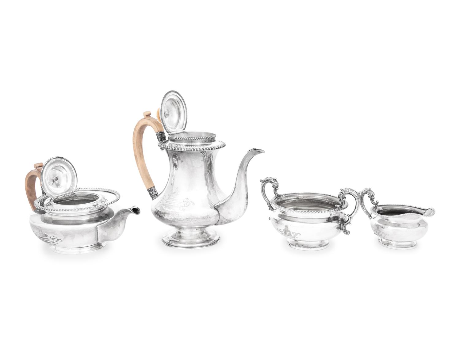 An English Silver-Plate Four-Piece Tea and Coffee Service