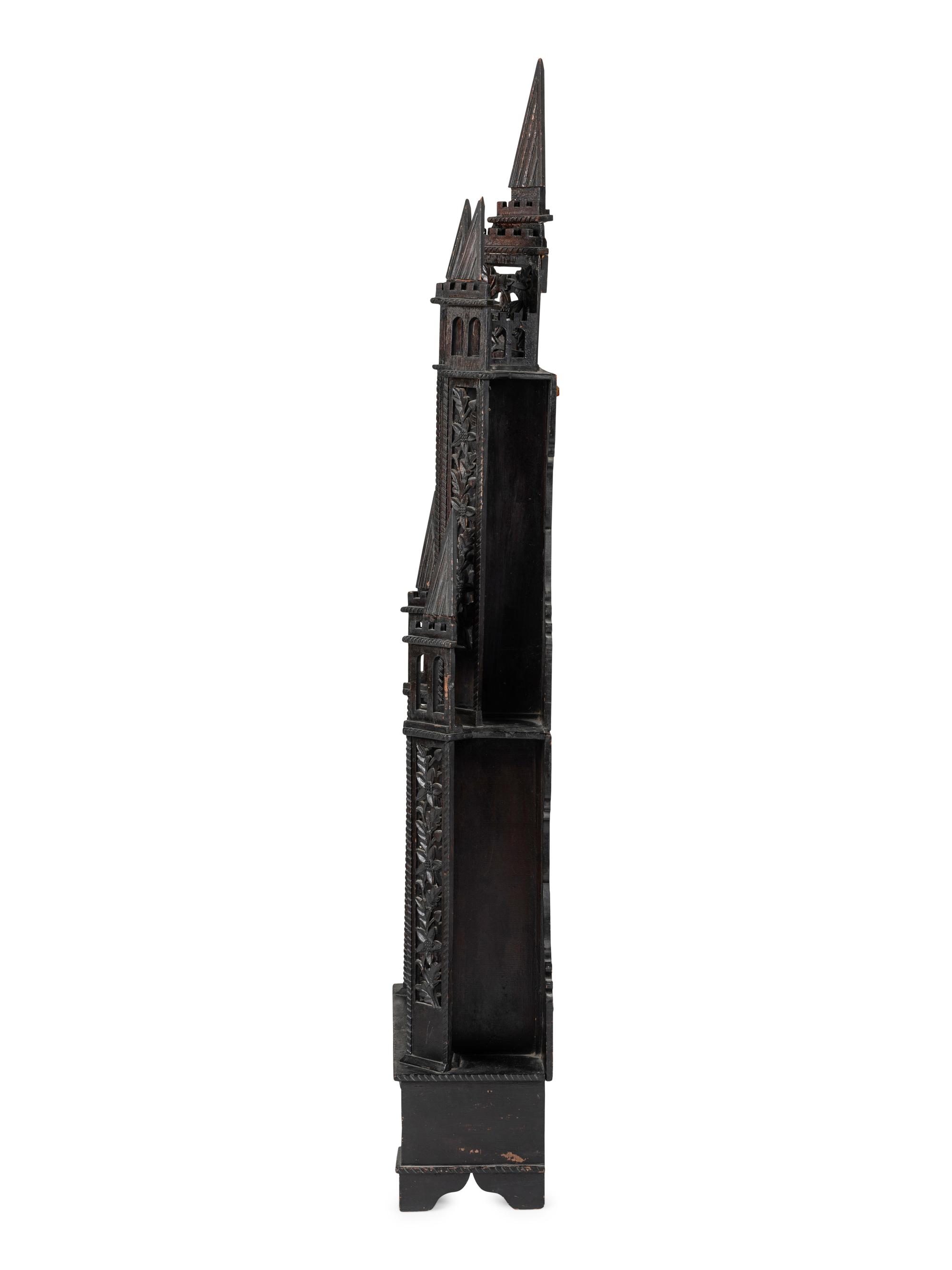 A Large Fretwork Folk Art Steeple Clock