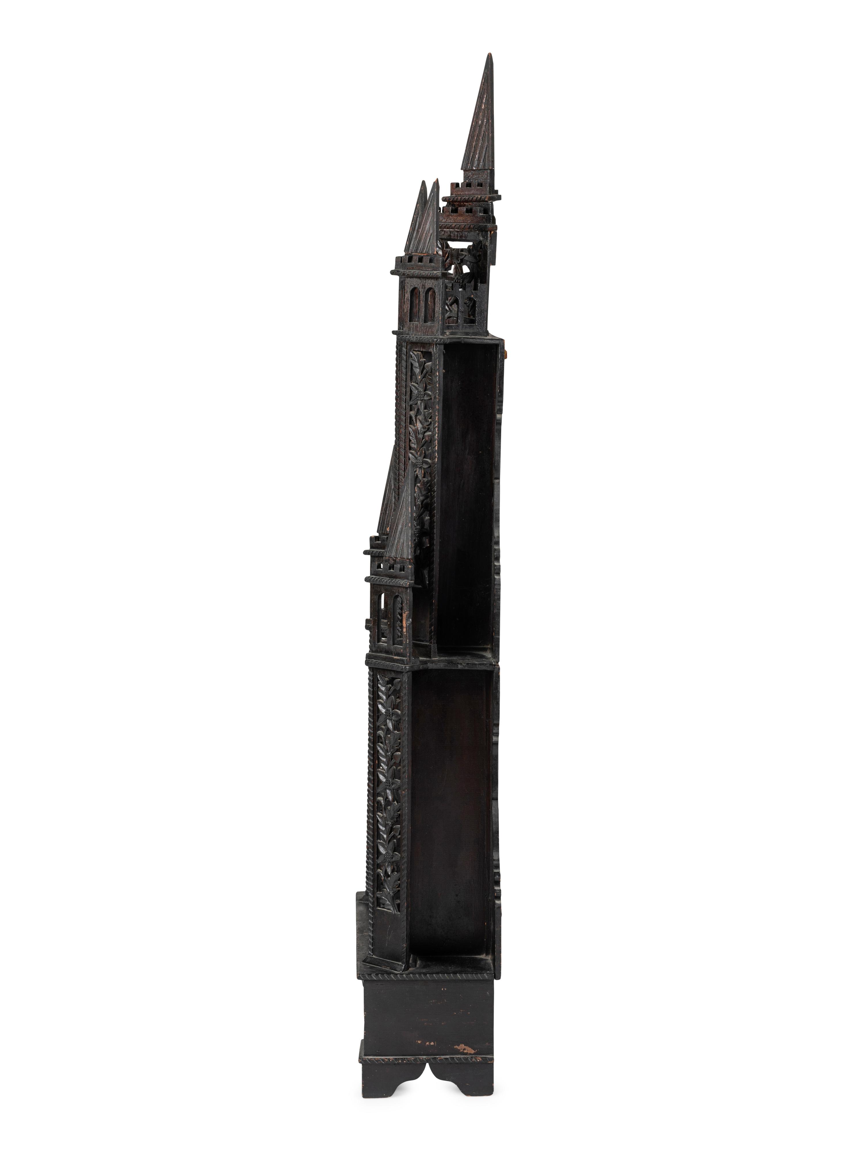 A Large Fretwork Folk Art Steeple Clock