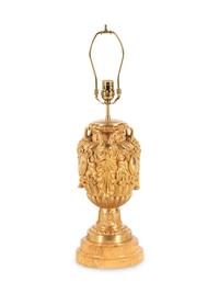 A Neoclassical Gilt Bronze Mask-Decorated Urn