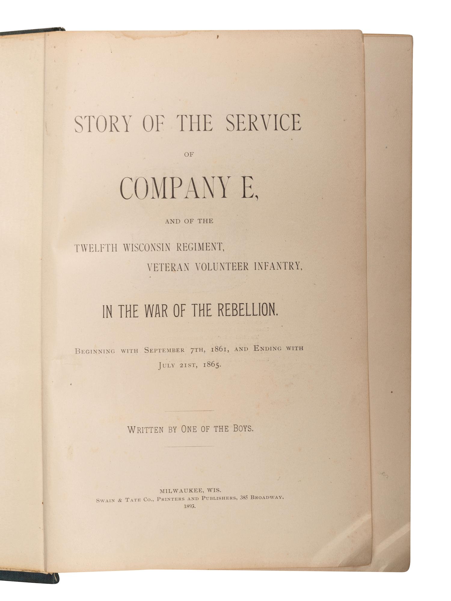 [CIVIL WAR - WISCONSIN]. A group of Wisconsin regimental histories, comprising: