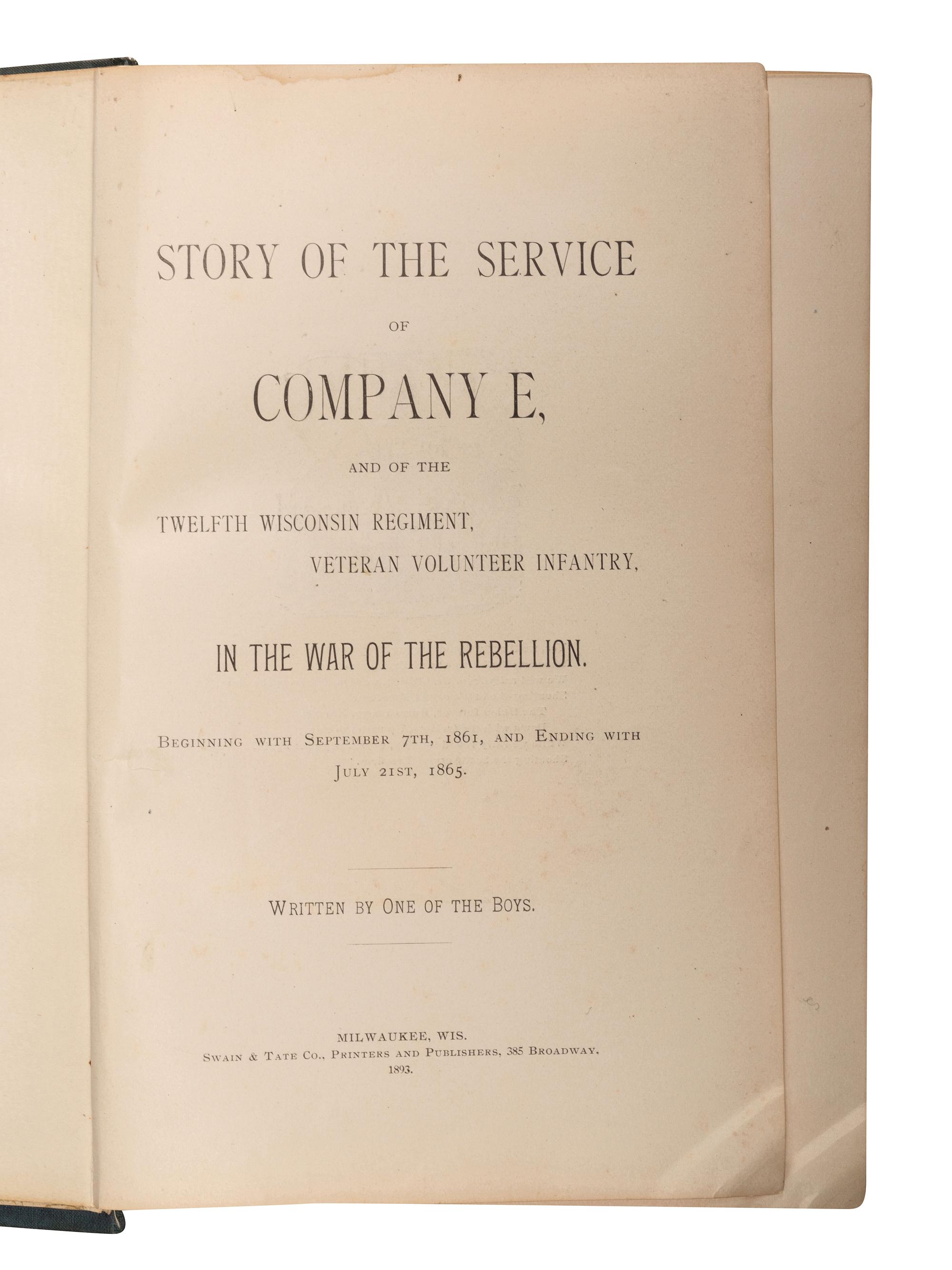 [CIVIL WAR - WISCONSIN]. A group of Wisconsin regimental histories, comprising: