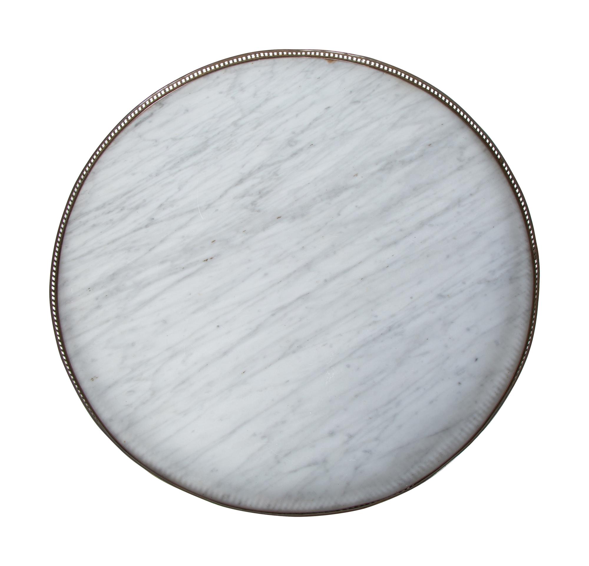 Two Louis XVI Style Mahogany Marble-Top Bouillotte Tables — 20TH CENTURY