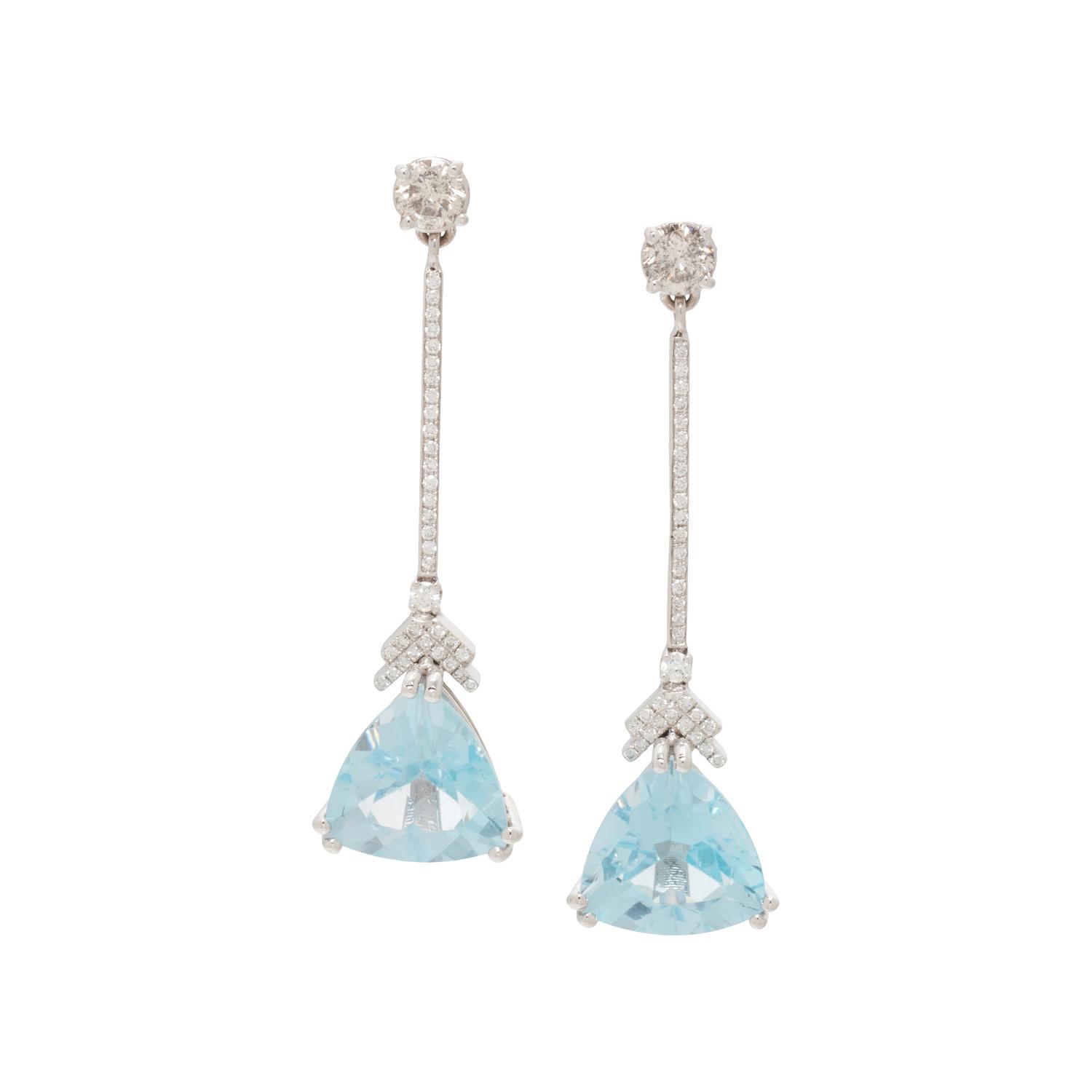 BLUE TOPAZ AND DIAMOND DROP EARRINGS